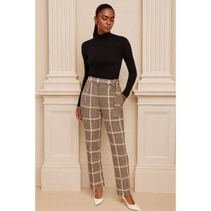 Smarteez Italy High Rise Plaid Belted Trousers XS –  Luxury Tailored Check Pants